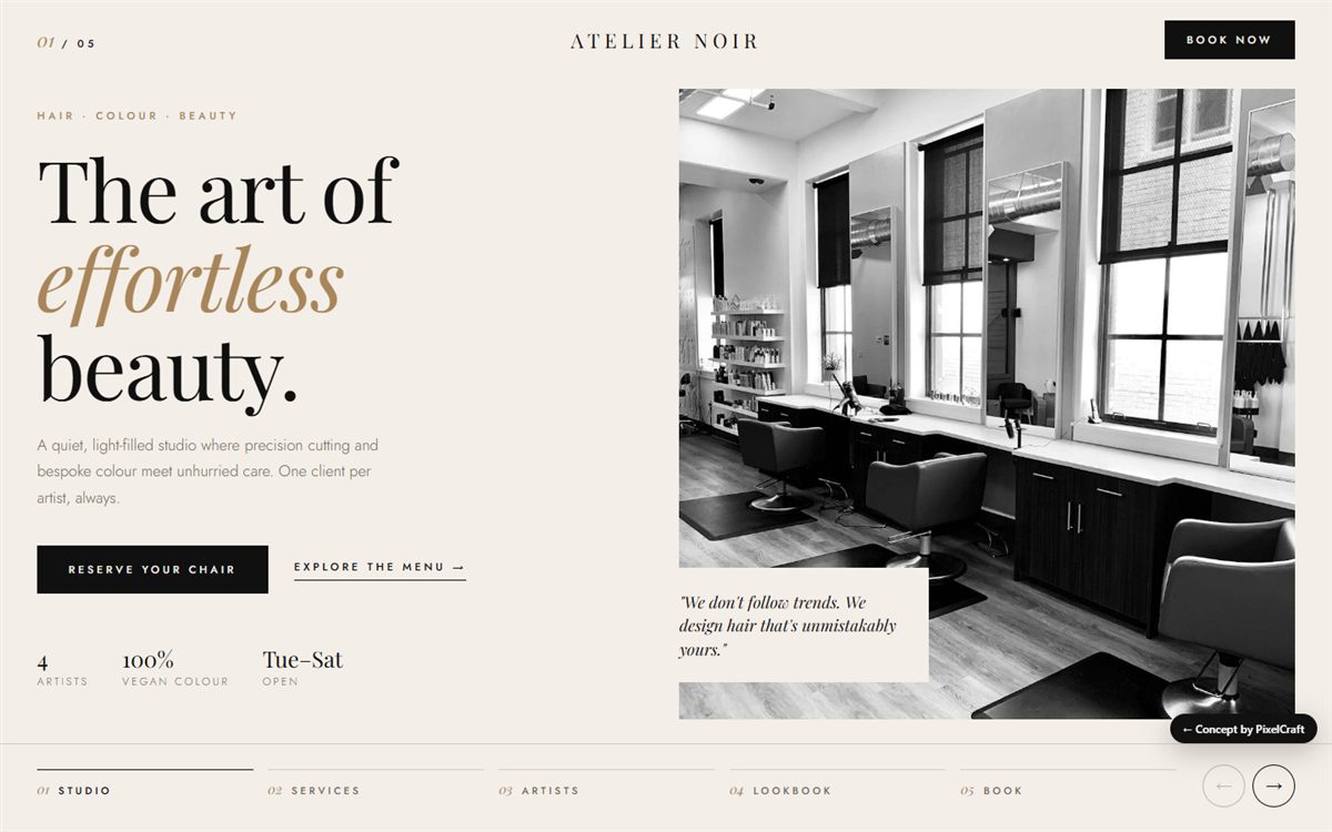 Atelier Noir website preview